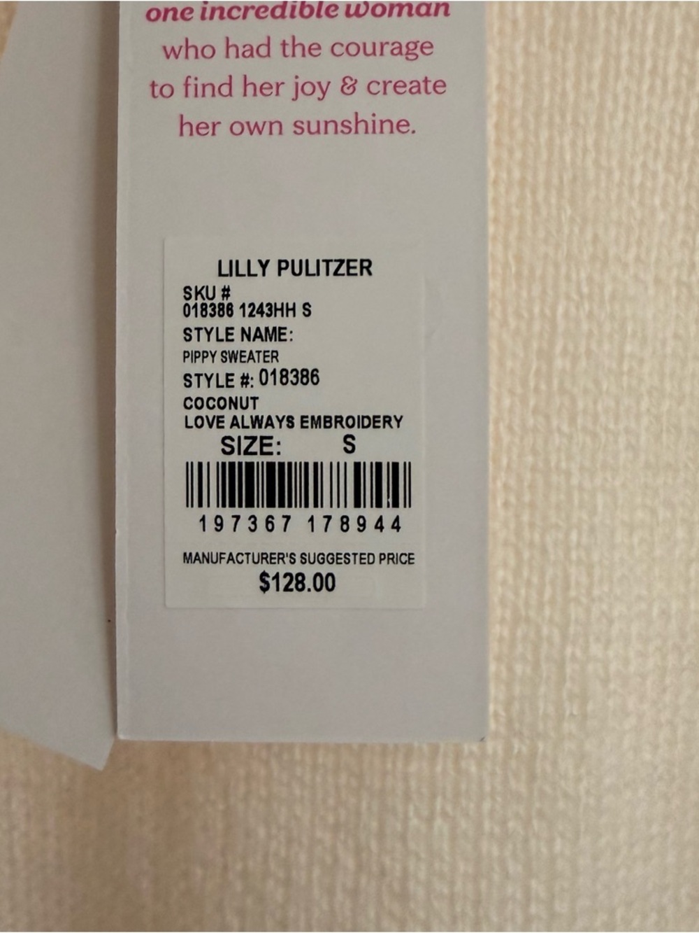 NWT Lilly Pulitzer Coconut Sweater Cream Love Always Knit Preppy Size S - Picture 4 of 8